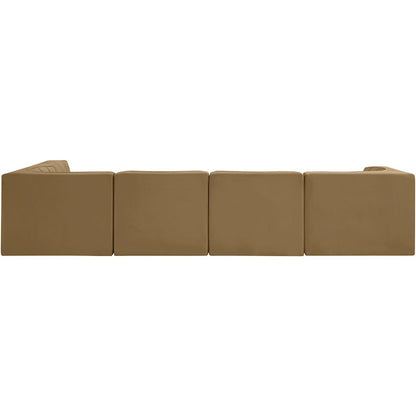 Rummi Saddle Velvet Performance Fabric Upholstered 5pc. Modular Sectional
