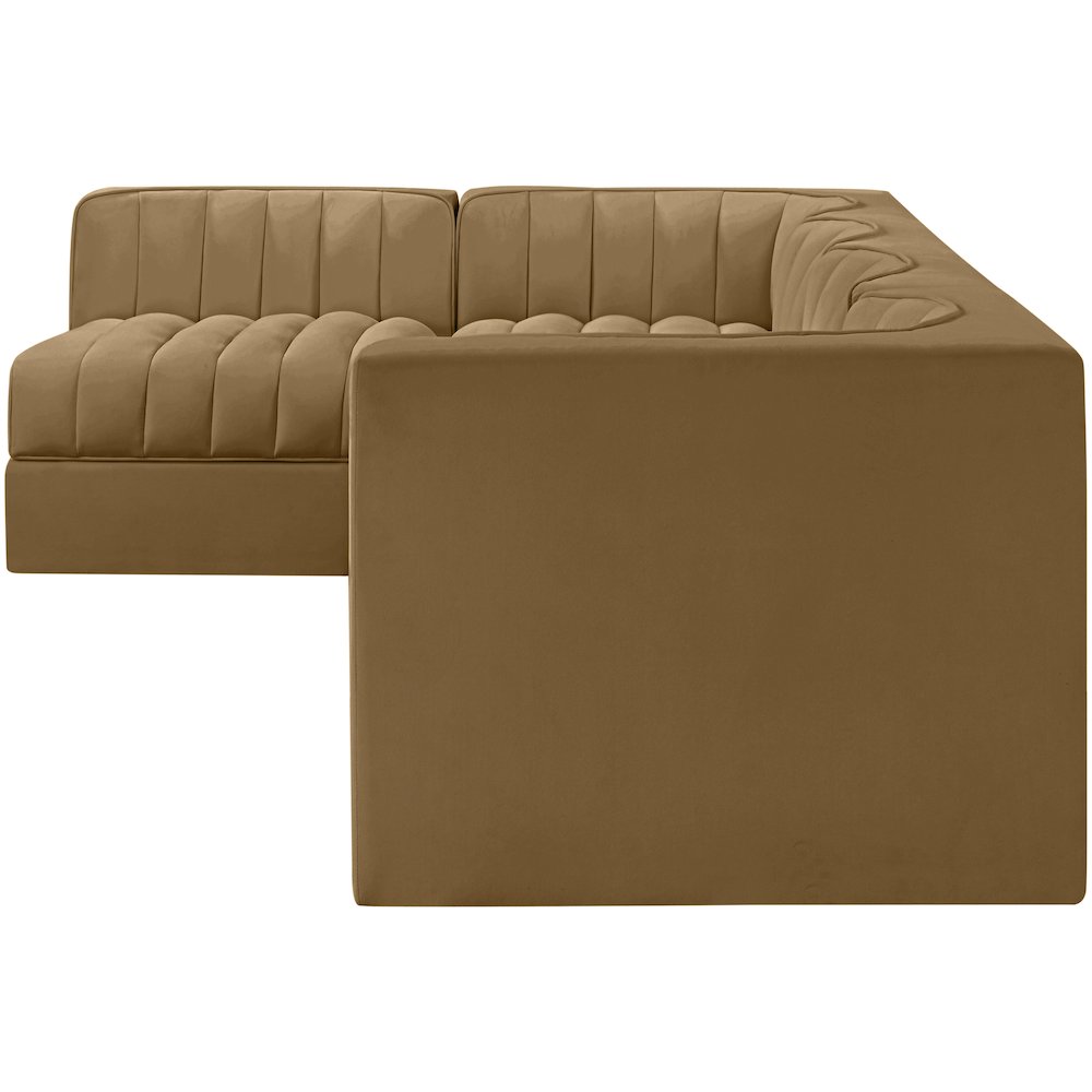 Rummi Saddle Velvet Performance Fabric Upholstered 5pc. Modular Sectional