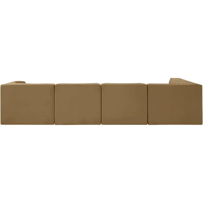 Rummi Saddle Velvet Performance Fabric Upholstered 5pc. Modular Sectional
