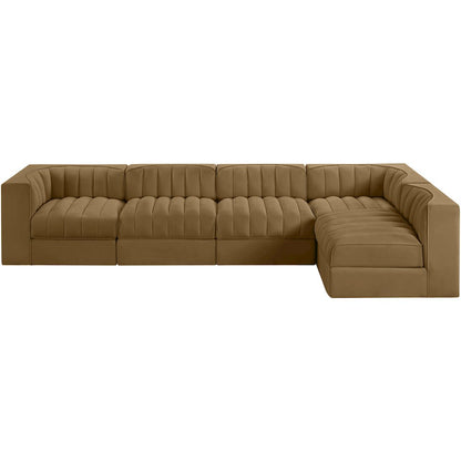 Rummi Saddle Velvet Performance Fabric Upholstered 5pc. Modular Sectional