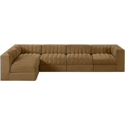 Rummi Saddle Velvet Performance Fabric Upholstered 5pc. Modular Sectional