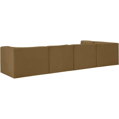 Rummi Saddle Velvet Performance Fabric Upholstered 5pc. Modular Sectional