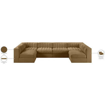 Rummi Saddle Velvet Performance Fabric Upholstered 6pc. Modular Sectional