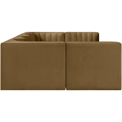 Rummi Saddle Velvet Performance Fabric Upholstered 6pc. Modular Sectional