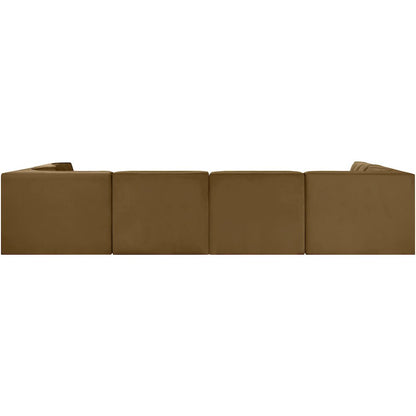 Rummi Saddle Velvet Performance Fabric Upholstered 6pc. Modular Sectional