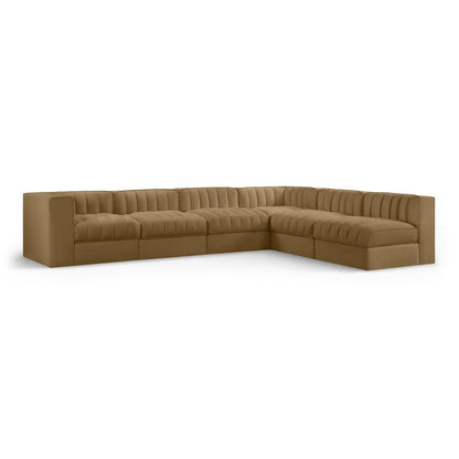 Rummi Saddle Velvet Performance Fabric Upholstered 6pc. Modular Sectional