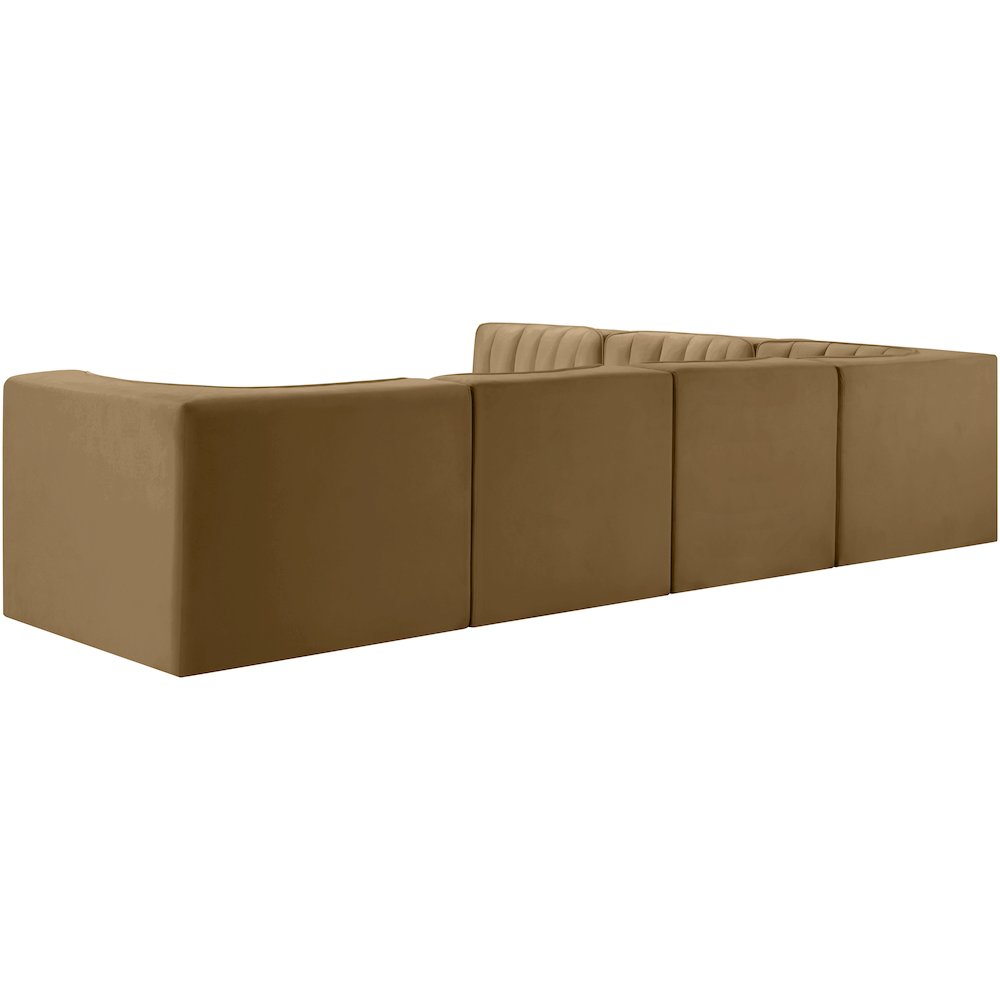 Rummi Saddle Velvet Performance Fabric Upholstered 6pc. Modular Sectional