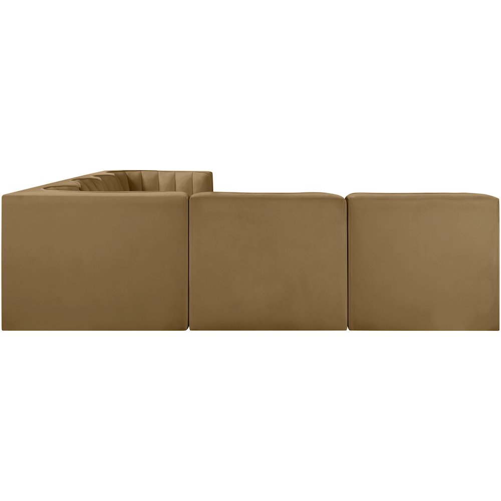 Rummi Saddle Velvet Performance Fabric Upholstered 6pc. Modular Sectional