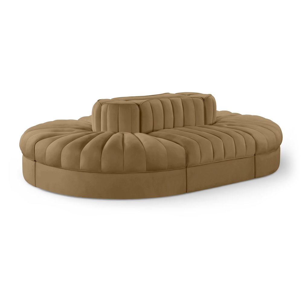 Rummi Saddle Velvet Performance Fabric Upholstered 6pc. Modular Sectional