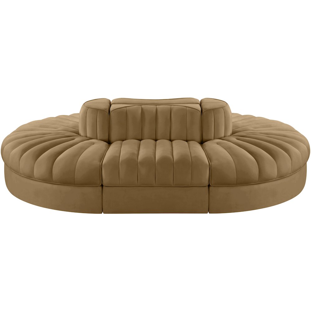 Rummi Saddle Velvet Performance Fabric Upholstered 6pc. Modular Sectional