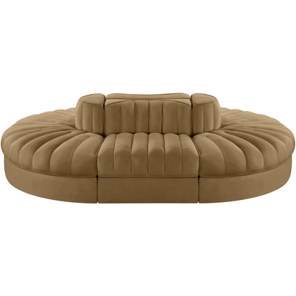 Rummi Saddle Velvet Performance Fabric Upholstered 6pc. Modular Sectional