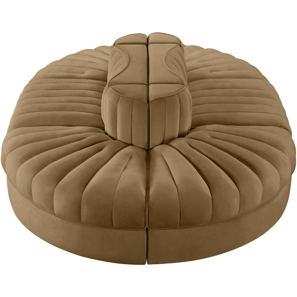 Rummi Saddle Velvet Performance Fabric Upholstered 6pc. Modular Sectional