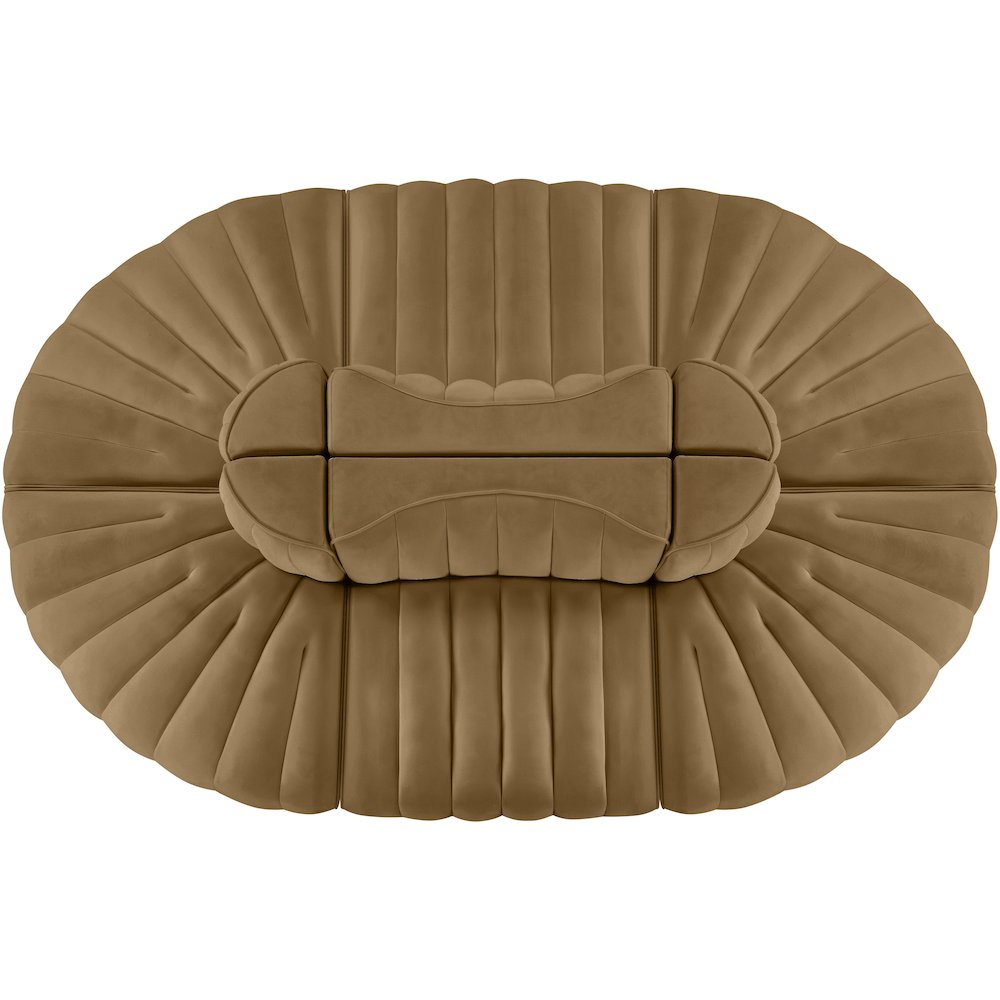 Rummi Saddle Velvet Performance Fabric Upholstered 6pc. Modular Sectional