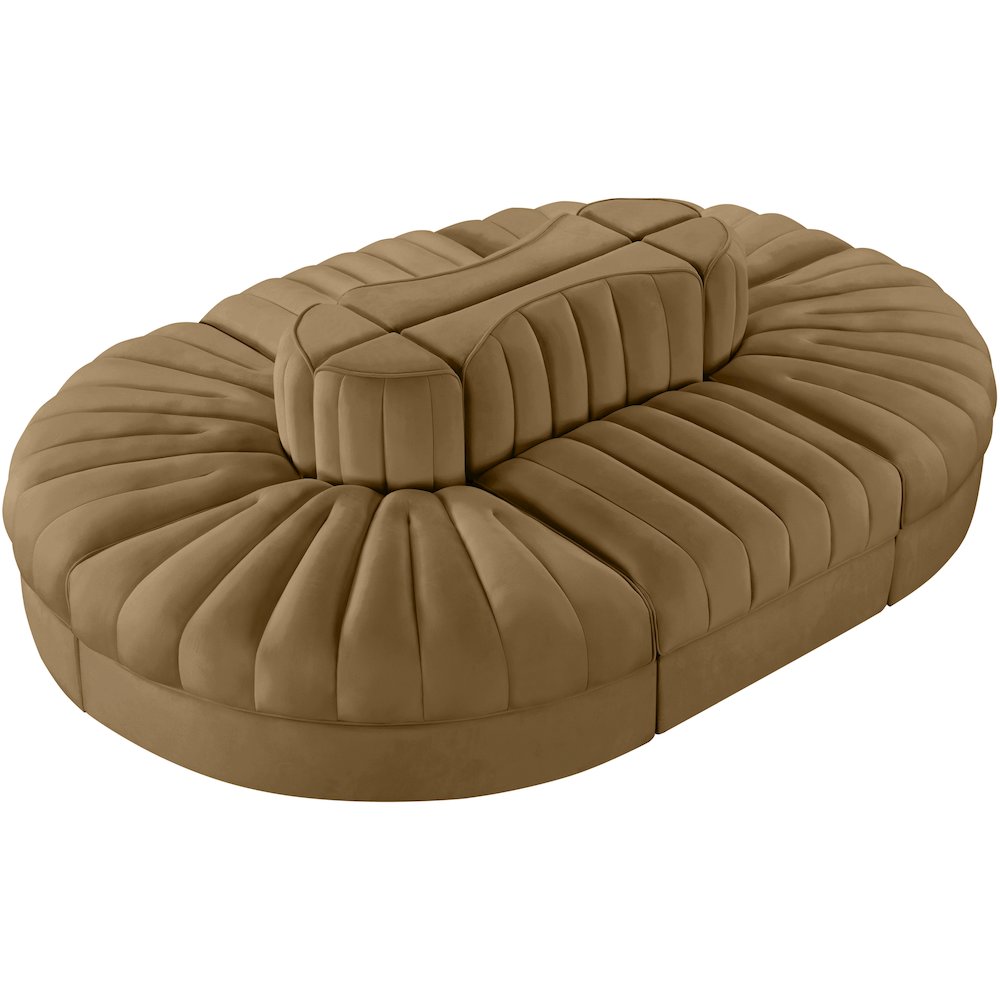 Rummi Saddle Velvet Performance Fabric Upholstered 6pc. Modular Sectional