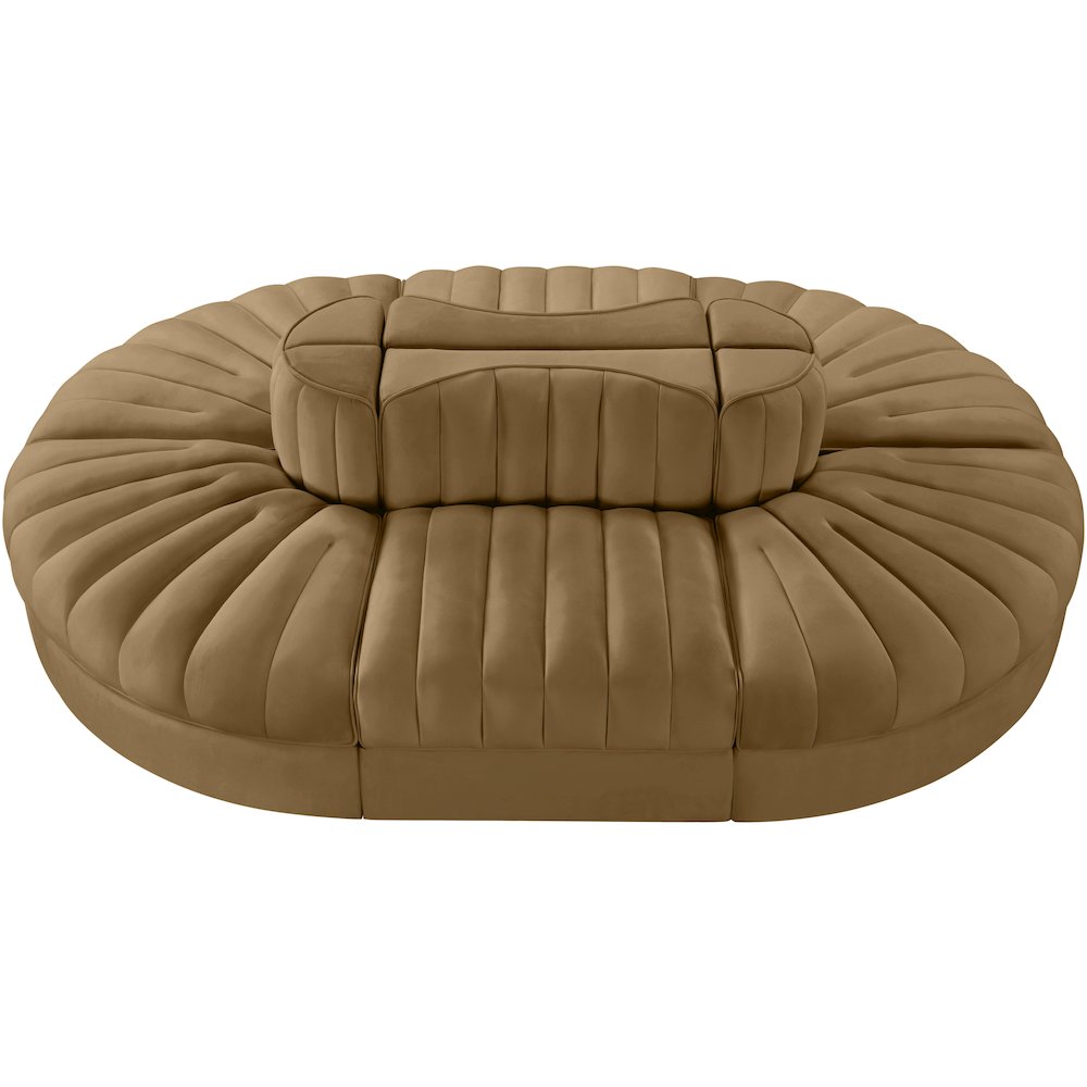 Rummi Saddle Velvet Performance Fabric Upholstered 6pc. Modular Sectional