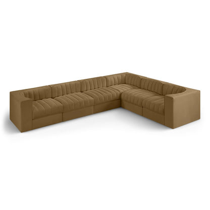 Rummi Saddle Velvet Performance Fabric Upholstered 6pc. Modular Sectional
