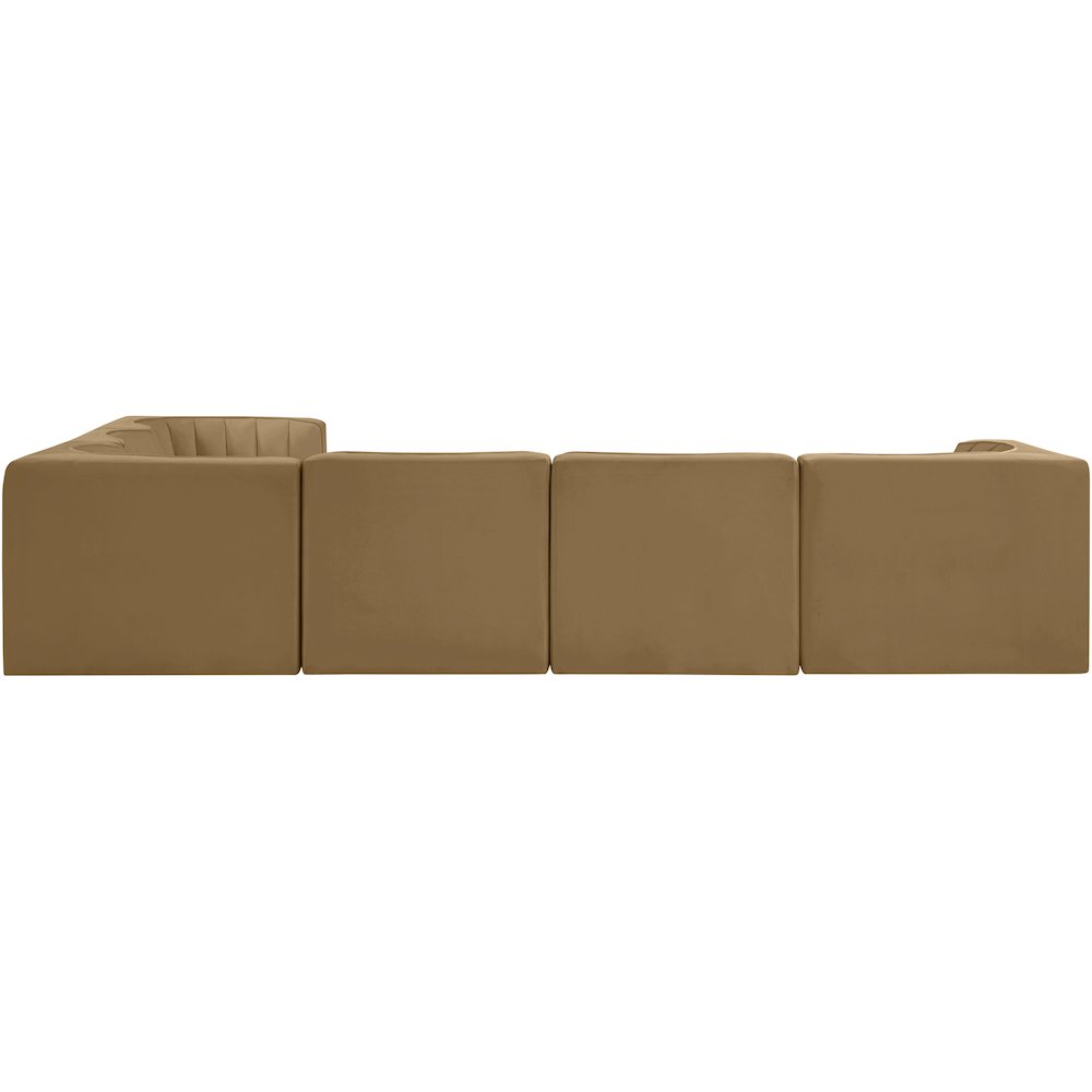 Rummi Saddle Velvet Performance Fabric Upholstered 6pc. Modular Sectional