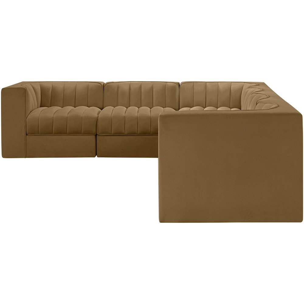 Rummi Saddle Velvet Performance Fabric Upholstered 6pc. Modular Sectional