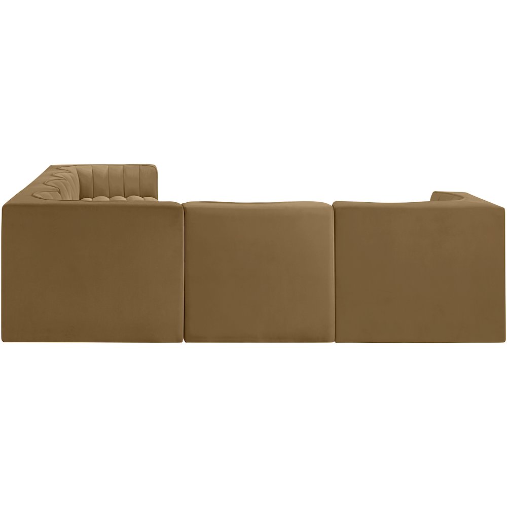 Rummi Saddle Velvet Performance Fabric Upholstered 6pc. Modular Sectional