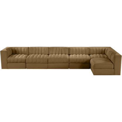 Rummi Saddle Velvet Performance Fabric Upholstered 6pc. Modular Sectional