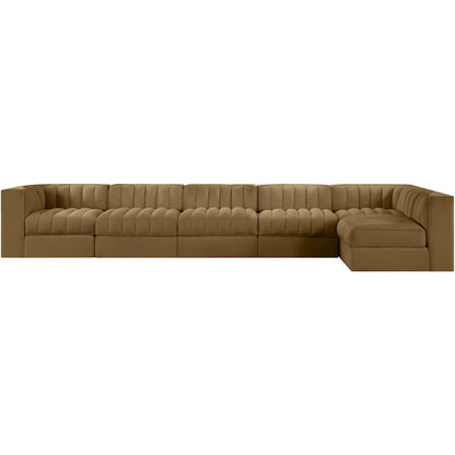 Rummi Saddle Velvet Performance Fabric Upholstered 6pc. Modular Sectional
