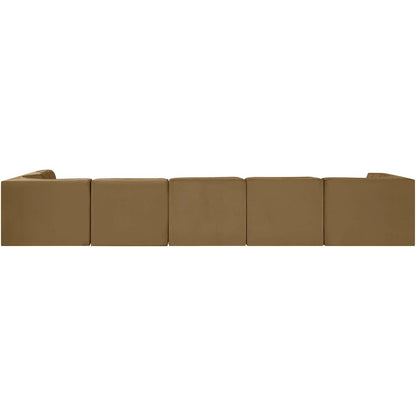 Rummi Saddle Velvet Performance Fabric Upholstered 6pc. Modular Sectional