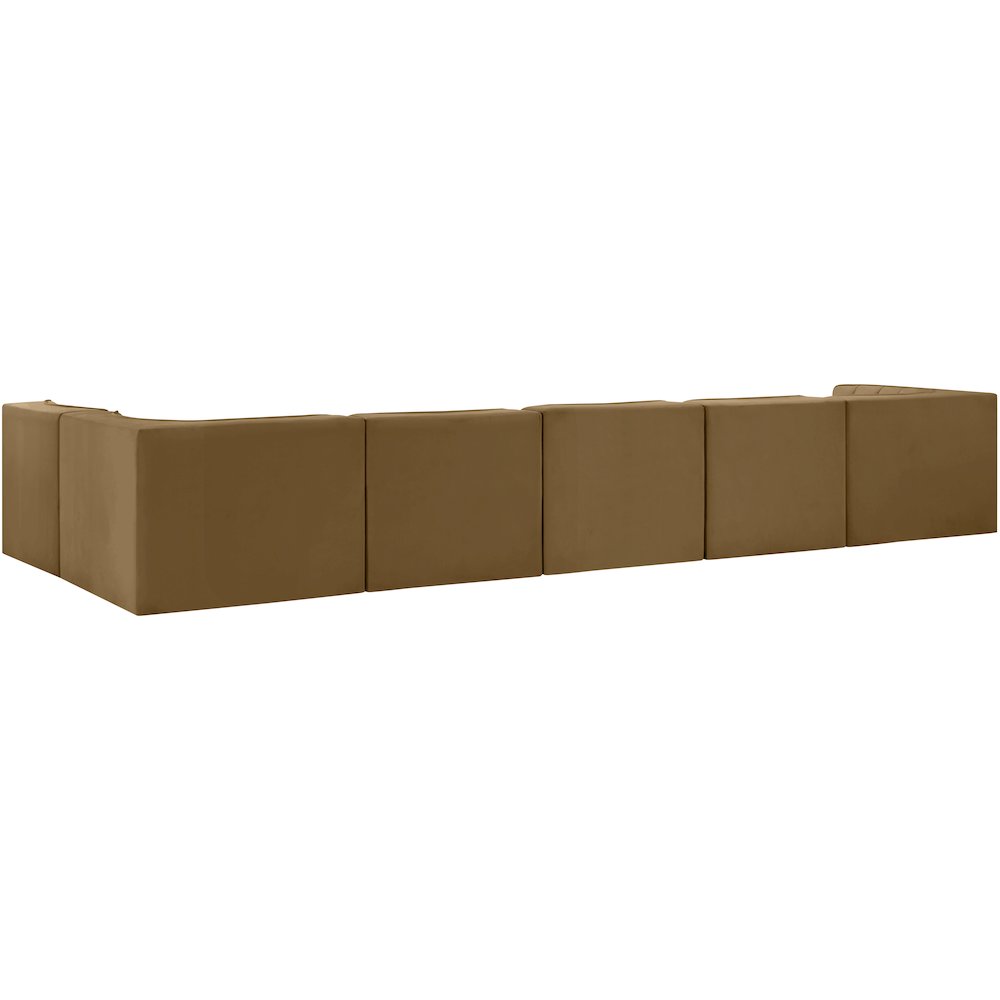 Rummi Saddle Velvet Performance Fabric Upholstered 6pc. Modular Sectional