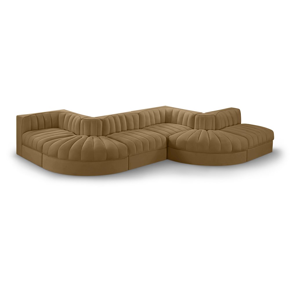 Rummi Saddle Velvet Performance Fabric Upholstered 6pc. Modular Sectional