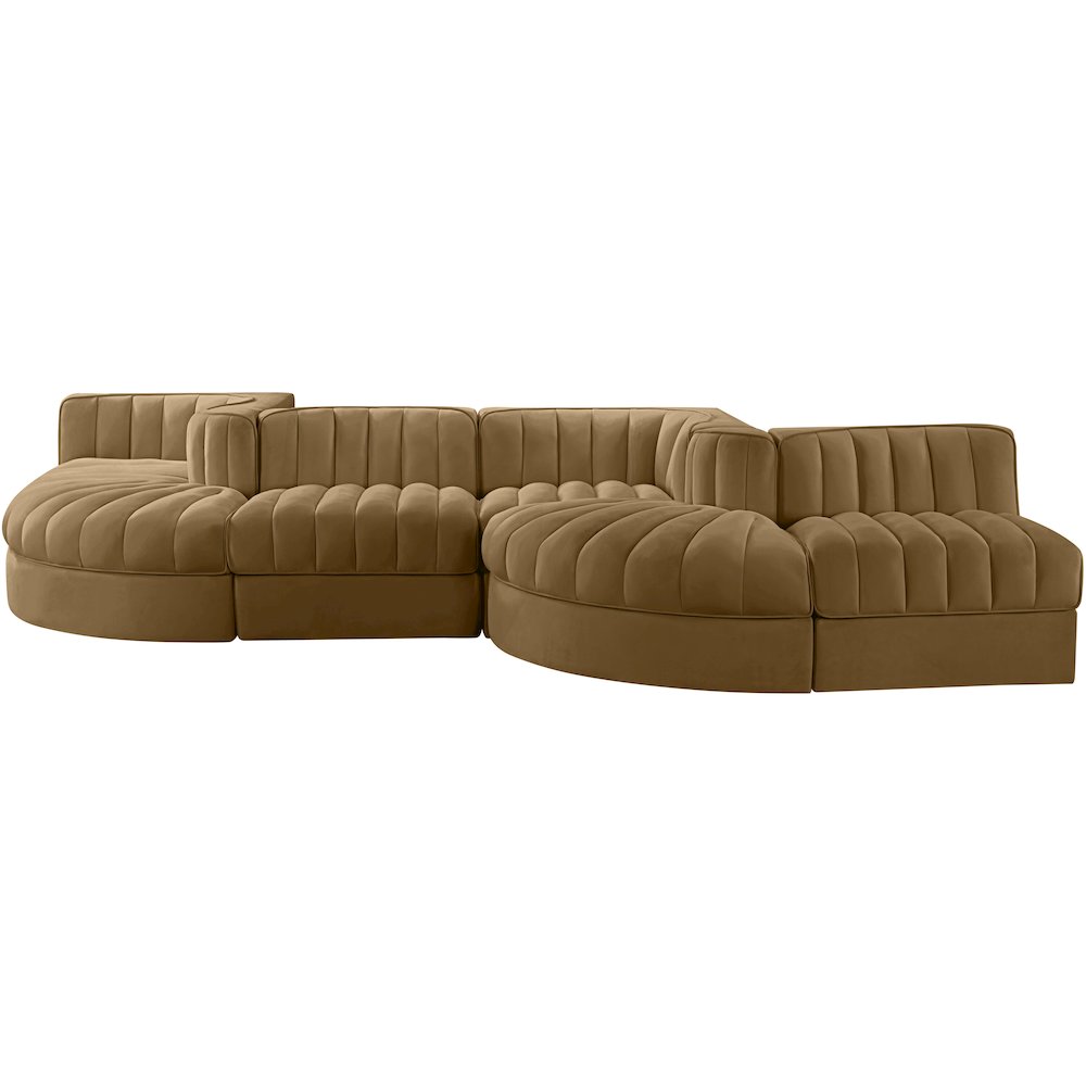 Rummi Saddle Velvet Performance Fabric Upholstered 6pc. Modular Sectional