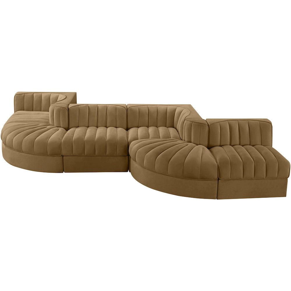 Rummi Saddle Velvet Performance Fabric Upholstered 6pc. Modular Sectional