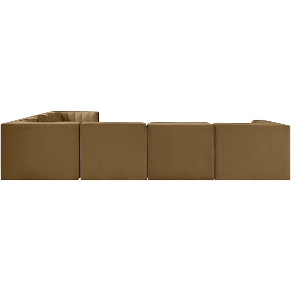 Rummi Saddle Velvet Performance Fabric Upholstered 7pc. Modular Sectional