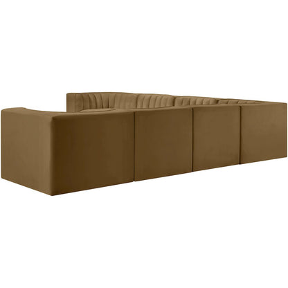 Rummi Saddle Velvet Performance Fabric Upholstered 7pc. Modular Sectional