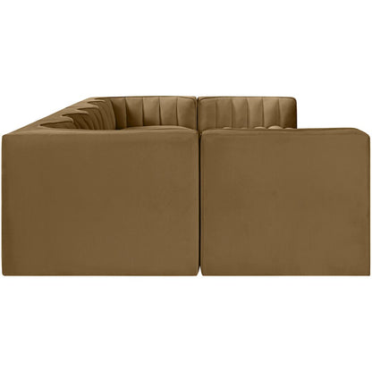 Rummi Saddle Velvet Performance Fabric Upholstered 7pc. Modular Sectional