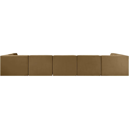 Rummi Saddle Velvet Performance Fabric Upholstered 7pc. Modular Sectional