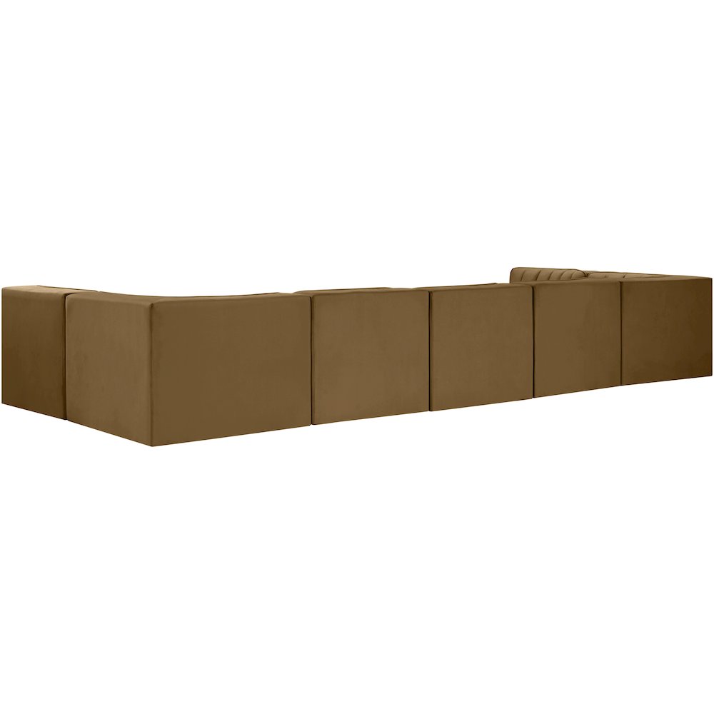 Rummi Saddle Velvet Performance Fabric Upholstered 7pc. Modular Sectional