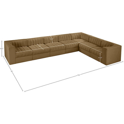 Rummi Saddle Velvet Performance Fabric Upholstered 7pc. Modular Sectional