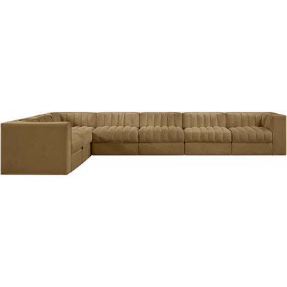 Rummi Saddle Velvet Performance Fabric Upholstered 7pc. Modular Sectional