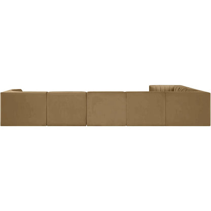 Rummi Saddle Velvet Performance Fabric Upholstered 7pc. Modular Sectional