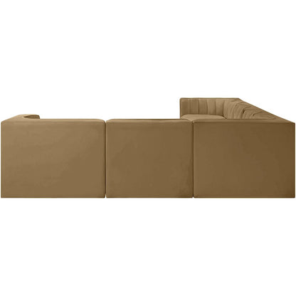 Rummi Saddle Velvet Performance Fabric Upholstered 7pc. Modular Sectional