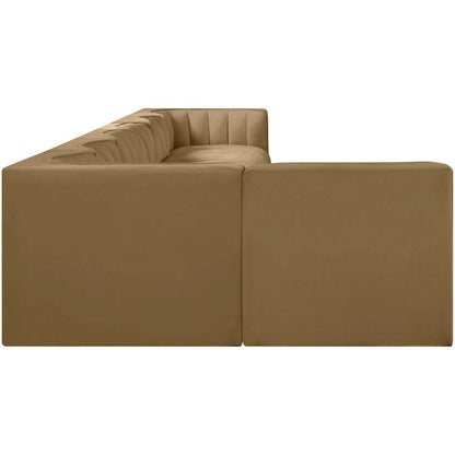 Rummi Saddle Velvet Performance Fabric Upholstered 7pc. Modular Sectional