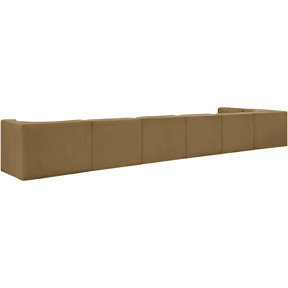 Rummi Saddle Velvet Performance Fabric Upholstered 7pc. Modular Sectional