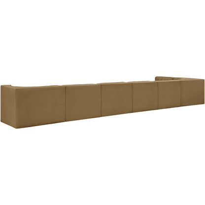 Rummi Saddle Velvet Performance Fabric Upholstered 7pc. Modular Sectional