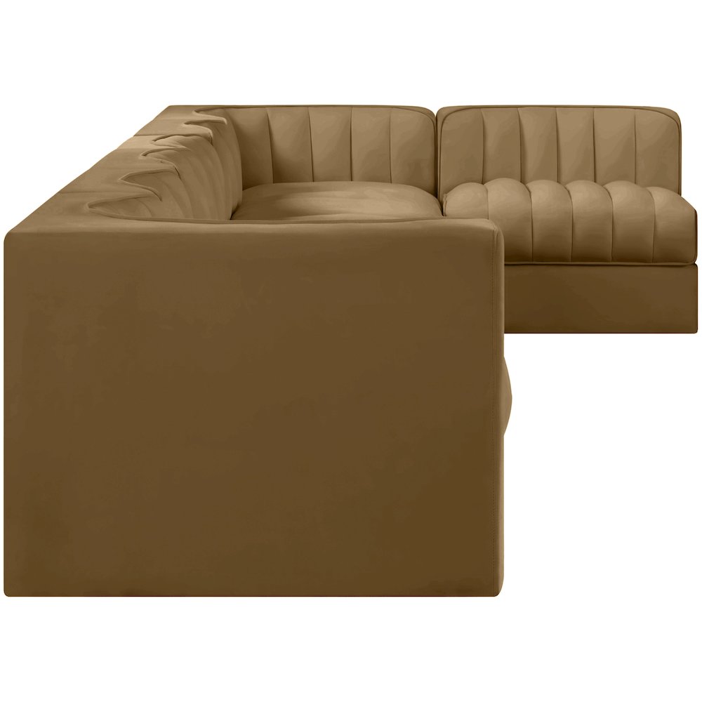 Rummi Saddle Velvet Performance Fabric Upholstered 7pc. Modular Sectional