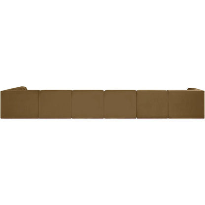 Rummi Saddle Velvet Performance Fabric Upholstered 7pc. Modular Sectional