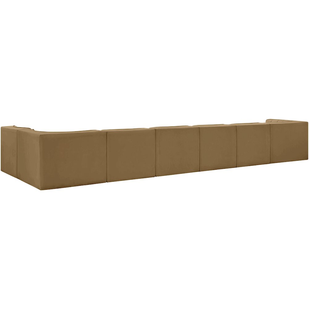 Rummi Saddle Velvet Performance Fabric Upholstered 7pc. Modular Sectional