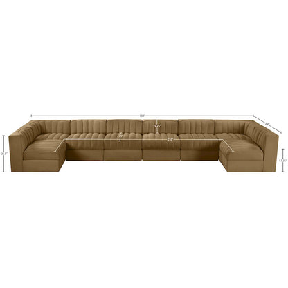 Rummi Saddle Velvet Performance Fabric Upholstered 8pc. Modular Sectional