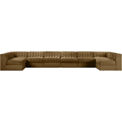 Rummi Saddle Velvet Performance Fabric Upholstered 8pc. Modular Sectional