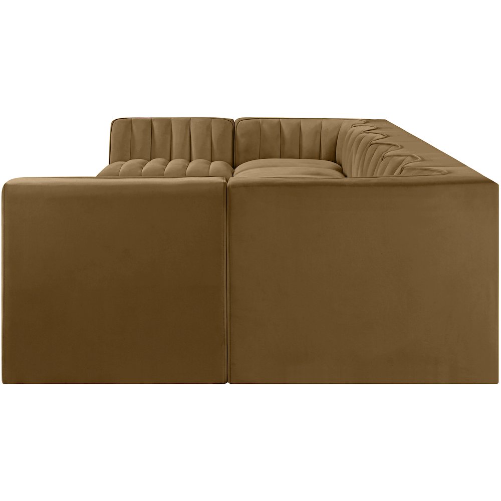 Rummi Saddle Velvet Performance Fabric Upholstered 8pc. Modular Sectional