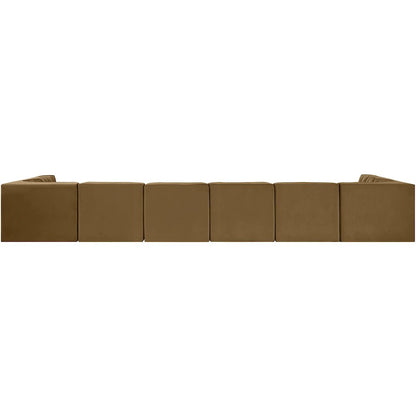 Rummi Saddle Velvet Performance Fabric Upholstered 8pc. Modular Sectional