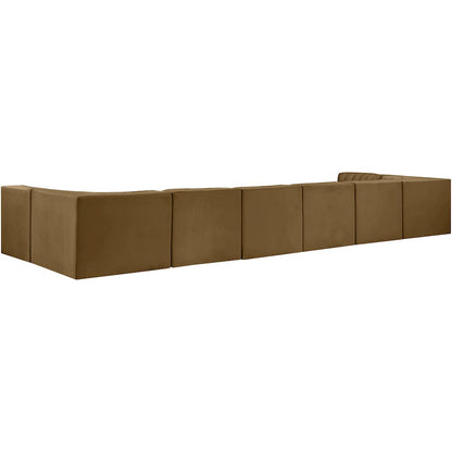 Rummi Saddle Velvet Performance Fabric Upholstered 8pc. Modular Sectional